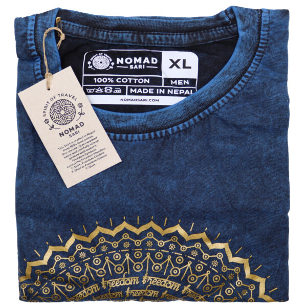 Extra Large Stone Washed T-Shirt - Mandala - Blue - Image 2