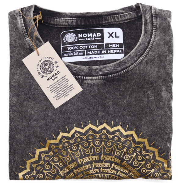 Extra Large Stone Washed T-Shirt - Mandala - Dark Grey - Image 2