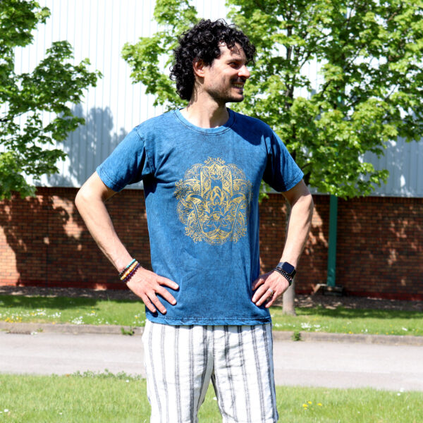 Medium Stone Washed T-Shirt - Hamsa - Blue - Image 5