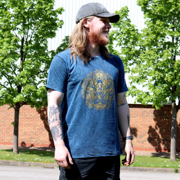 Extra Large Stone Washed T-Shirt - Hamsa - Blue - Image 4