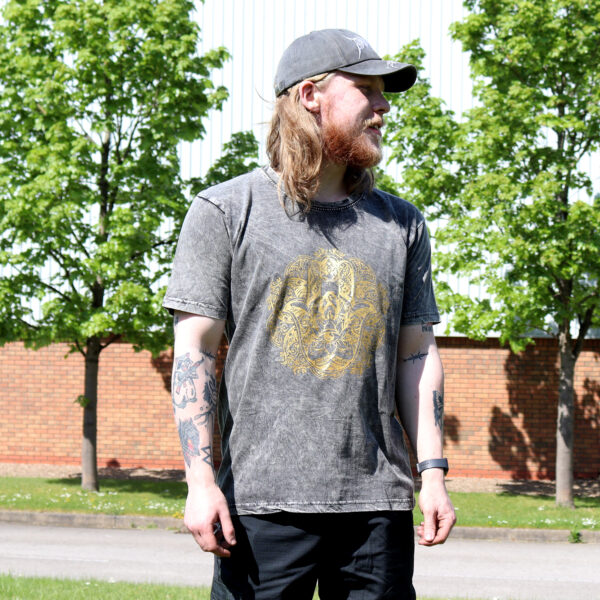 Extra Large Stone Washed T-Shirt - Hamsa - Dark Grey - Image 2