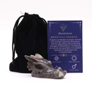 Gemstone Large Dragon Head- Bloodstone- 60x30x35mm