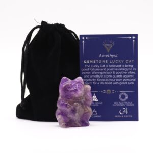 Gemstone Lucky Cat - Amethyst - 50x35x25mm