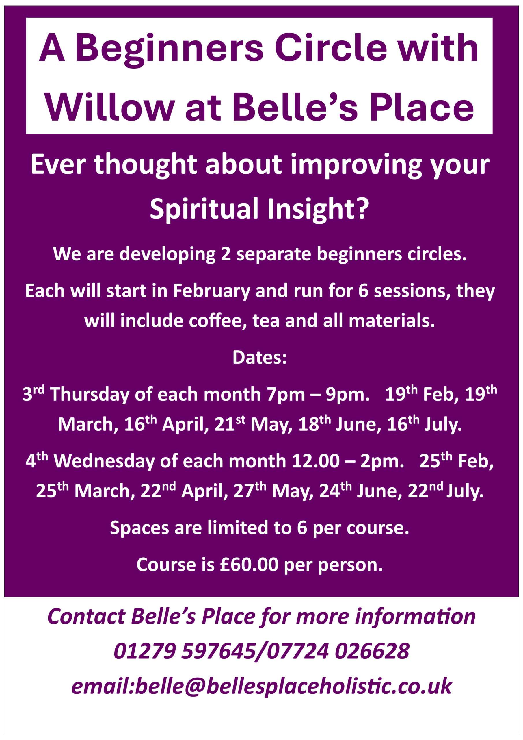 A Beginners Circle with Willow at Belle’s Place