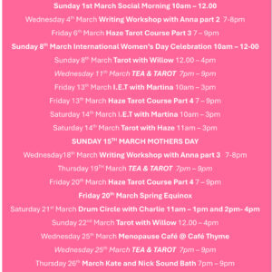 What is on in March at Belle's Place