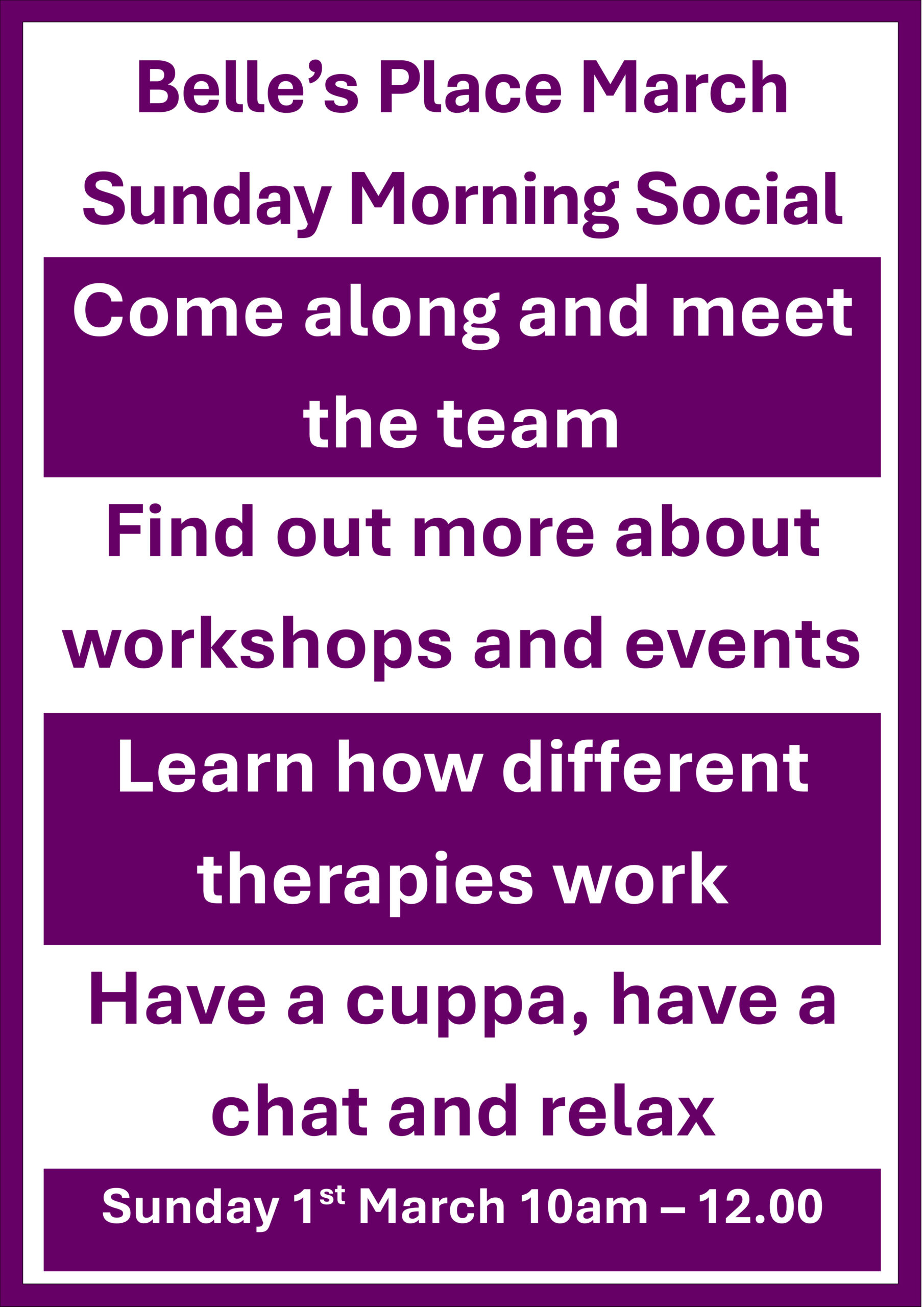 Belle’s Place March Sunday Morning Social