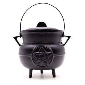 Huge Cast Iron Cauldron with Pentagram 21x15cm