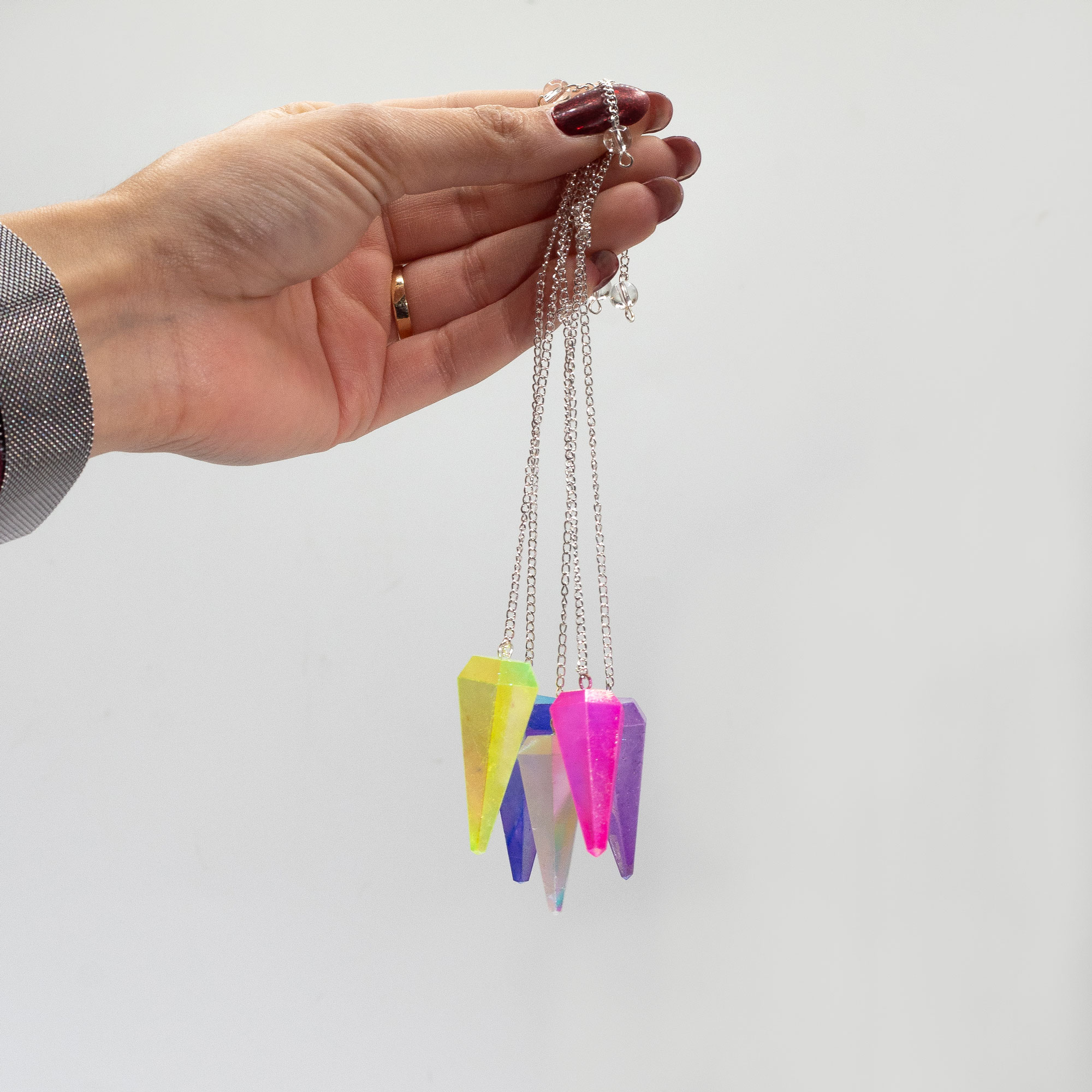 Six Sided Pendulum - Aurora Crystal Purple - 4cm - Image 2
