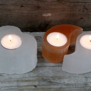 Natural Wood Crystal and Stone Candle Holders