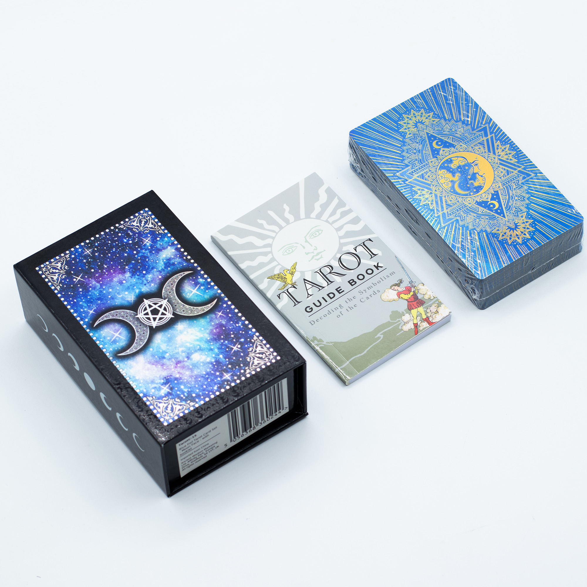 Blue Foil Tarot Card Set - Moon Face - with booklet - Image 2