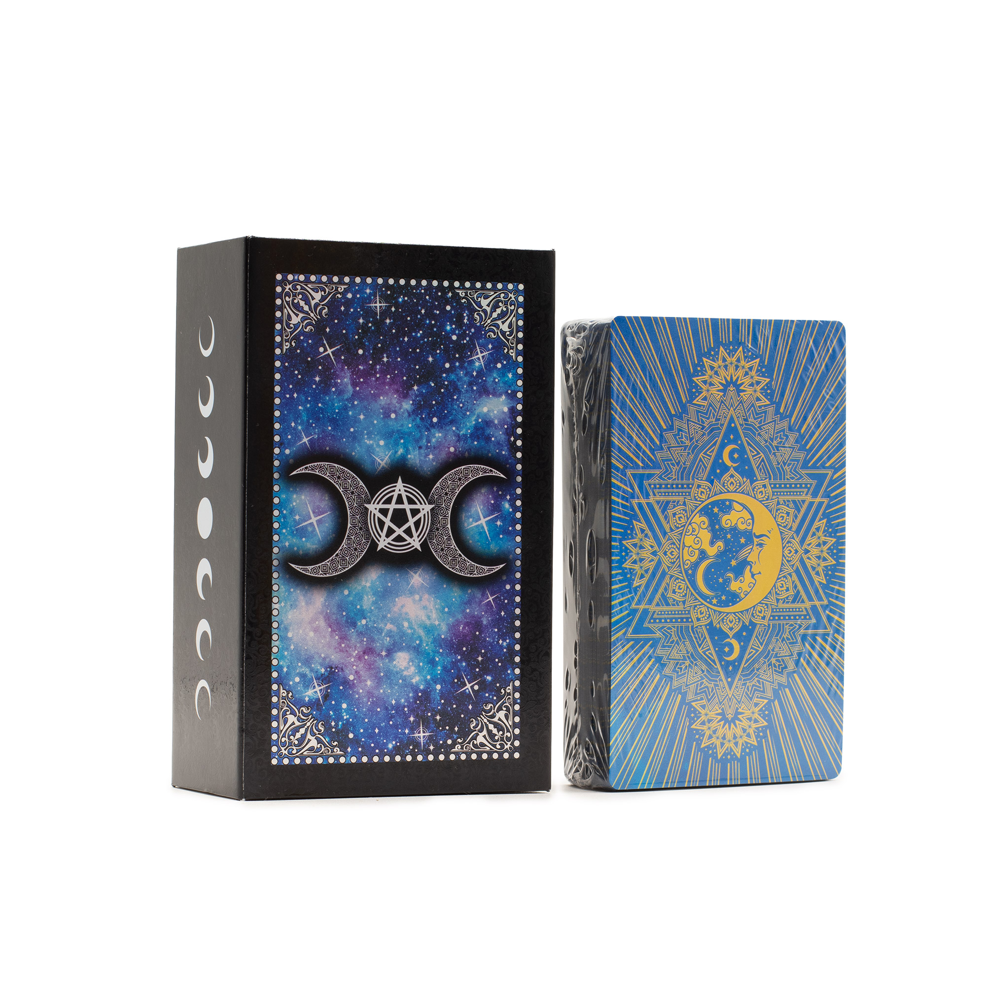 Blue Foil Tarot Card Set - Moon Face - with booklet - Image 3