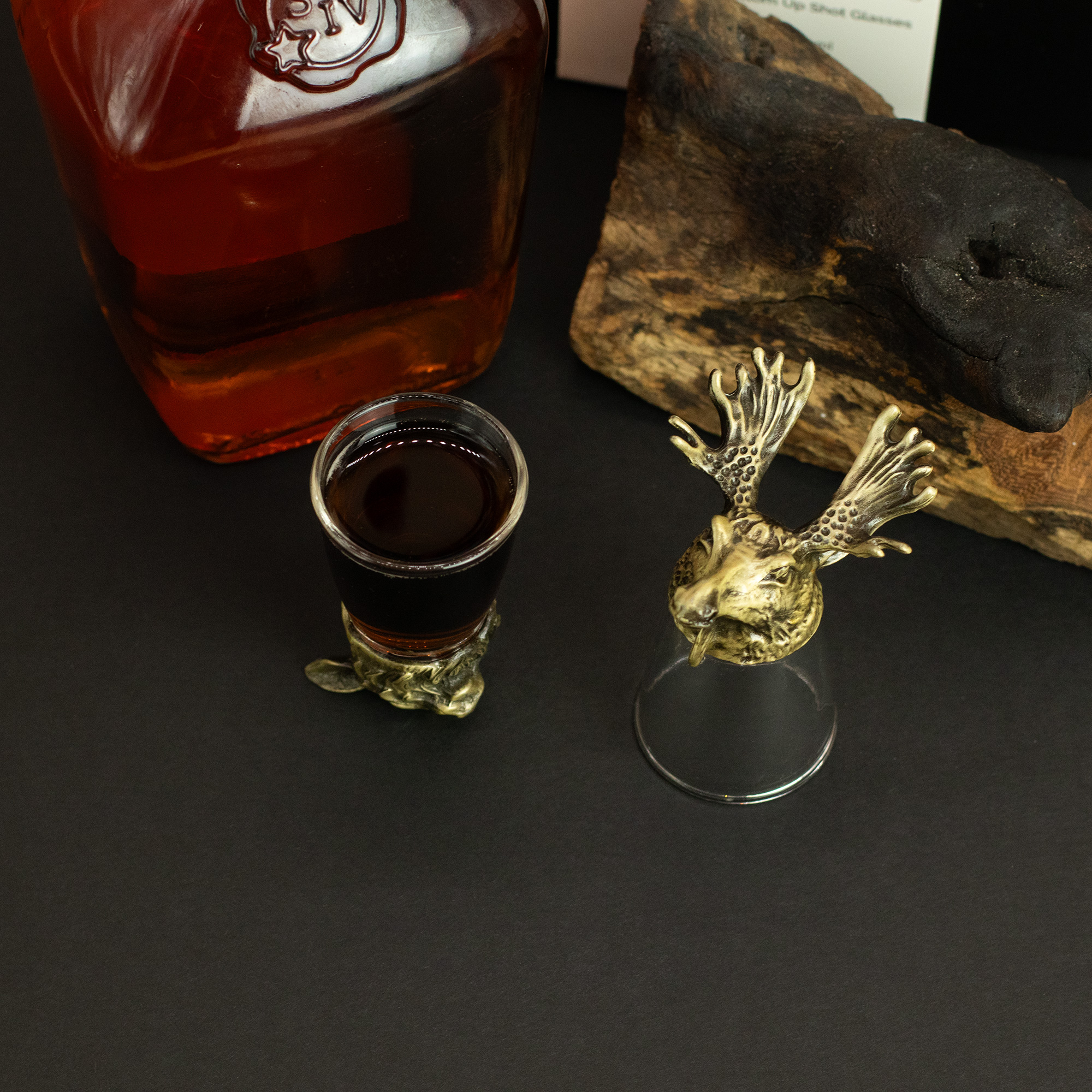 Gift Set of 12 Bottom Up Shot Glasses (25ml) - Forest & Mystical Creatures - Antique Bronze - Image 18
