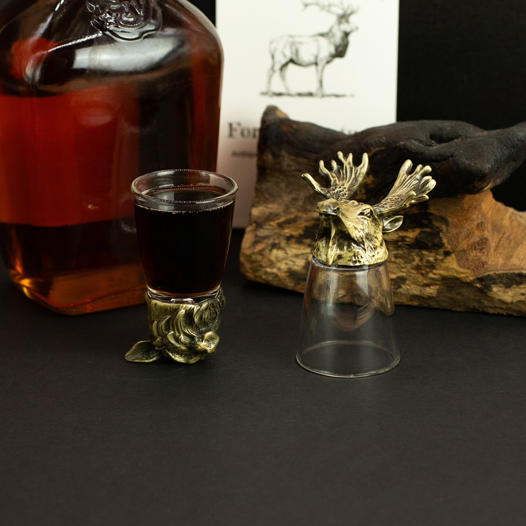 Gift Set of 12 Bottom Up Shot Glasses (25ml) - Forest & Mystical Creatures - Antique Bronze - Image 19