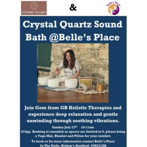 12th July Crystal Bowl Sound Bath with Gem