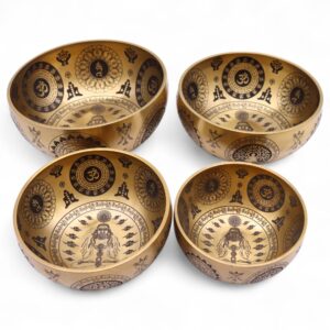 Pure Brass Etched Yogi - Set of 4 - Approx 3.78kg