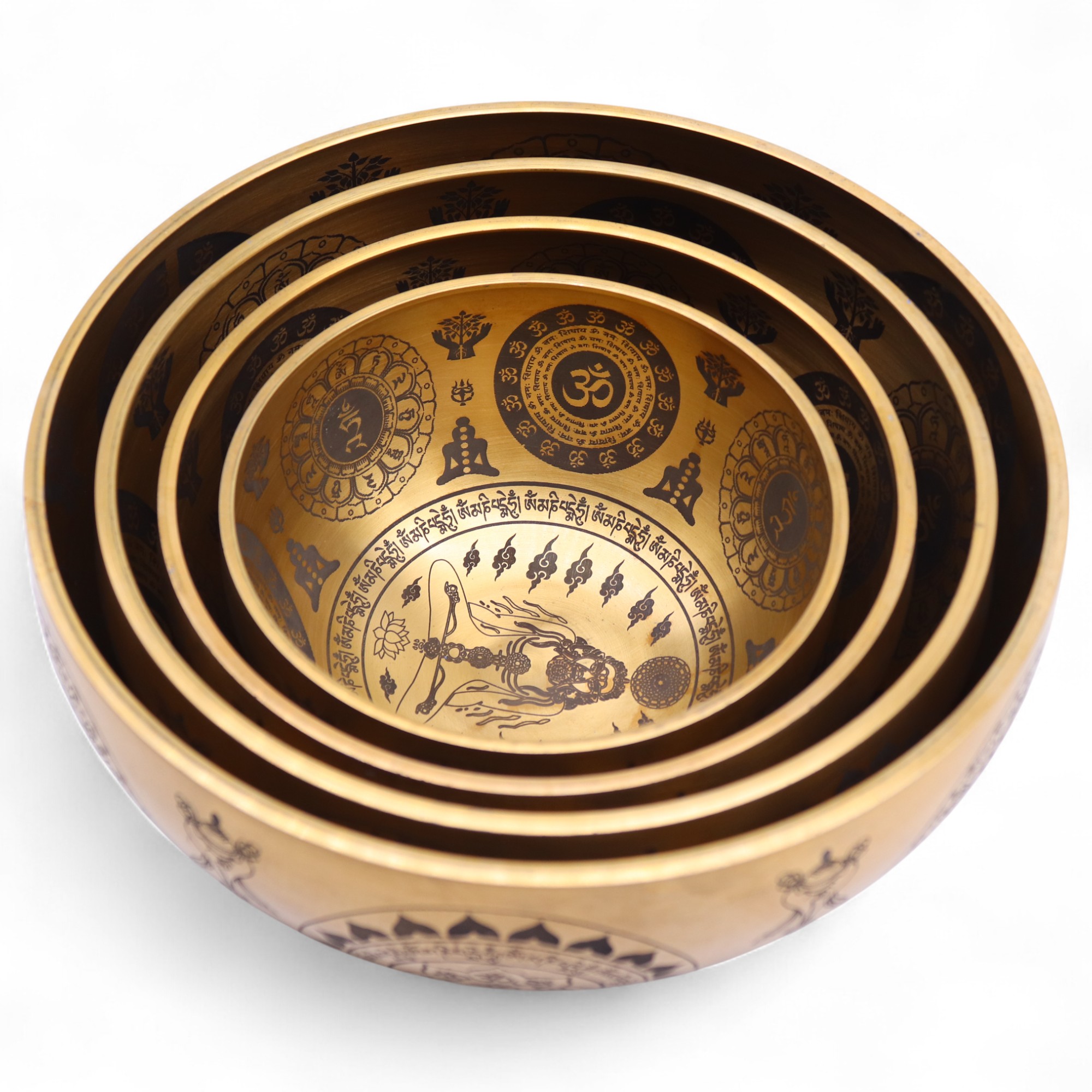 Pure Brass Etched Yogi - Set of 4 - Approx 3.78kg - Image 18