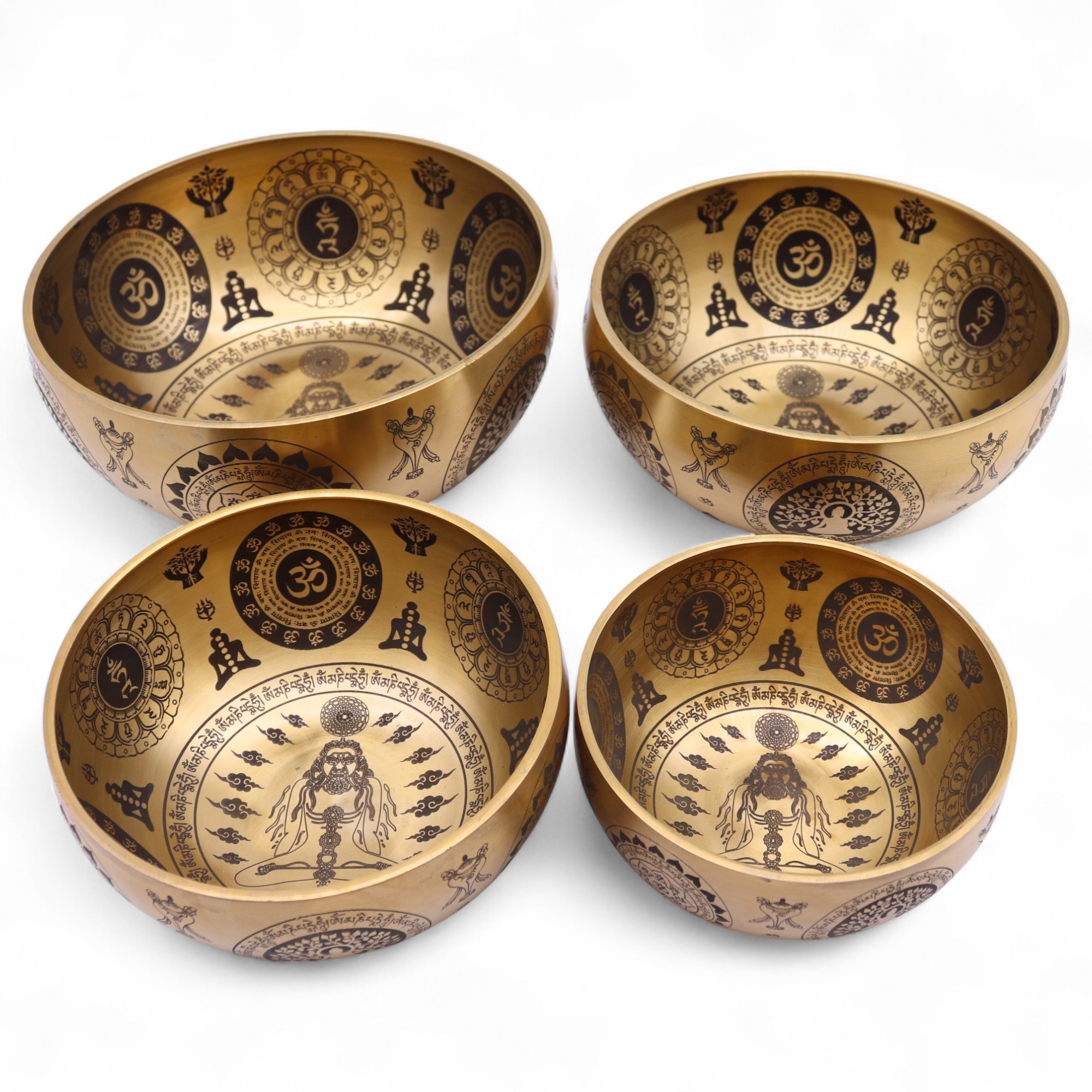 Pure Brass Etched Yogi - Set of 4 - Approx 3.78kg - Image 21