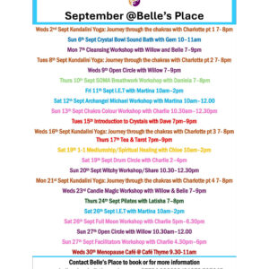 Workshops & Events in September @Belle's Place